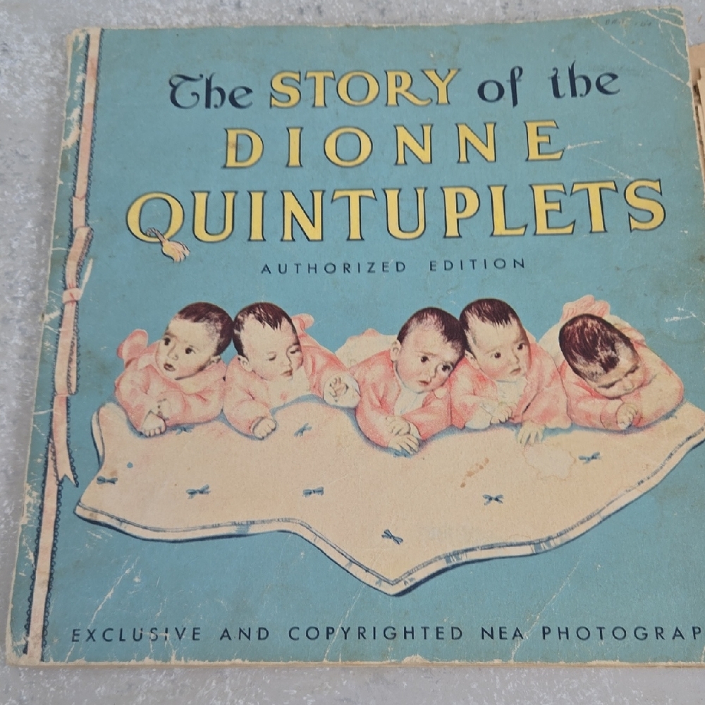 The Story of the Dionne Quintuplets Vintage Illustrated Book - Aqua Cover